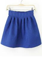 Romwe Jacquard Elastic Waist Flare Blue Skirt