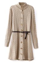 Romwe High Neck Bottoned Cardigan