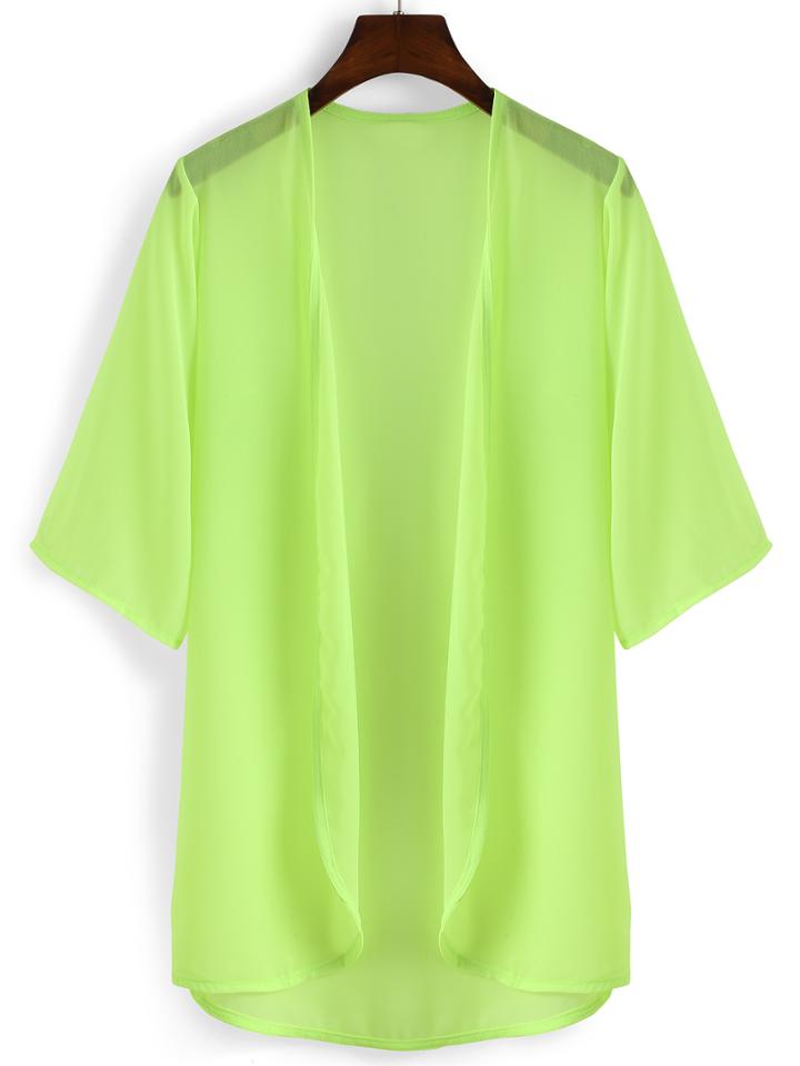 Romwe Elbow Sleeve Chiffon Shirt