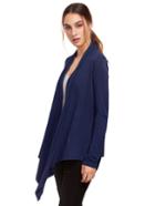 Romwe Blue Open Front Drape Cardigan Sweater