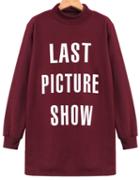 Romwe Last Picture Show Print Red Sweatshirt