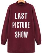 Romwe Last Picture Show Print Red Sweatshirt