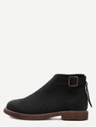 Romwe Black Faux Leather Buckle Strap Ankle Booties