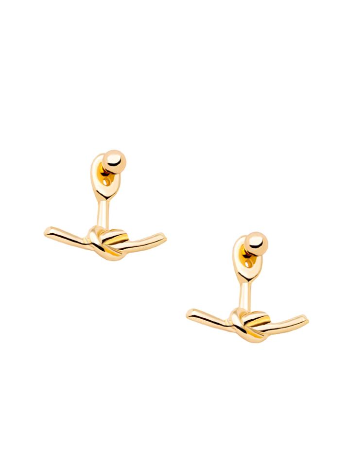 Romwe Gold Plated Knot Design Stud Earrings