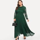 Romwe Plus Guipure Lace Panel Frill Trim Dress