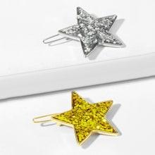 Romwe Sequin Decorated Star Design Hair Clip 2pcs