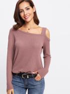 Romwe Slit Side Asymmetrical Neck Top
