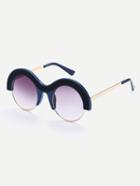 Romwe Blue Chunky Open Frame Retro Style Sunglasses