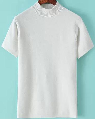 Romwe Stand Collar Knit White Sweater