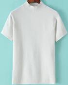 Romwe Stand Collar Knit White Sweater