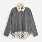 Romwe Plus Contrast Chain Print 2 In 1 Blouse