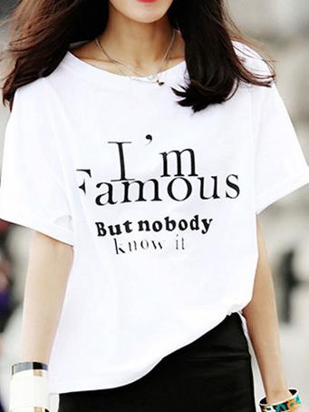 Romwe Letter Print Loose-fit T-shirt