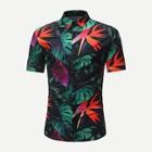 Romwe Men Tropical Print Shirt