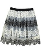 Romwe Embroidered Organza Flare Skirt