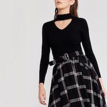 Romwe Cutout Neck Rib Jumper