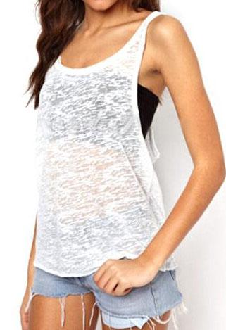 Romwe Y-back Loose White Cami Top
