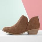Romwe Faux Suede Block Stacked Heel Split Shaft Booties