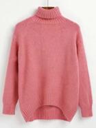 Romwe Turtleneck Asymmetrical Sweater