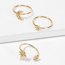 Romwe Star & Moon Decor Ring Set 3pcs