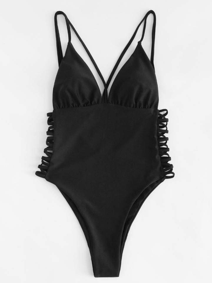 Romwe Ladder Cut Out Swimsuit