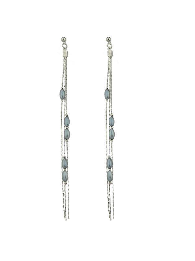 Romwe Silver Metal Tassels Long Earrings