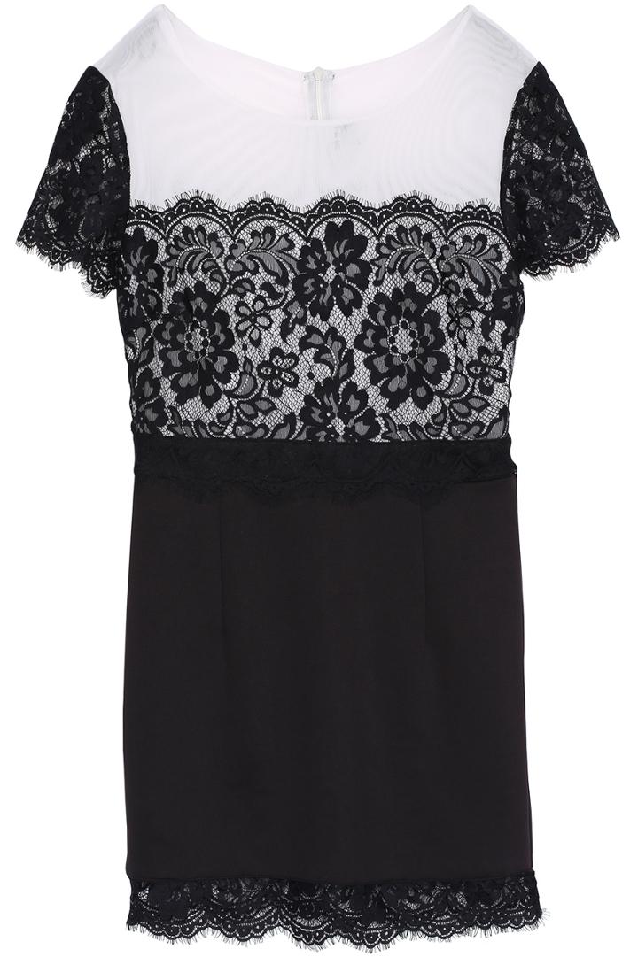 Romwe Eyelash Lace Overall Short Sleeve Dress