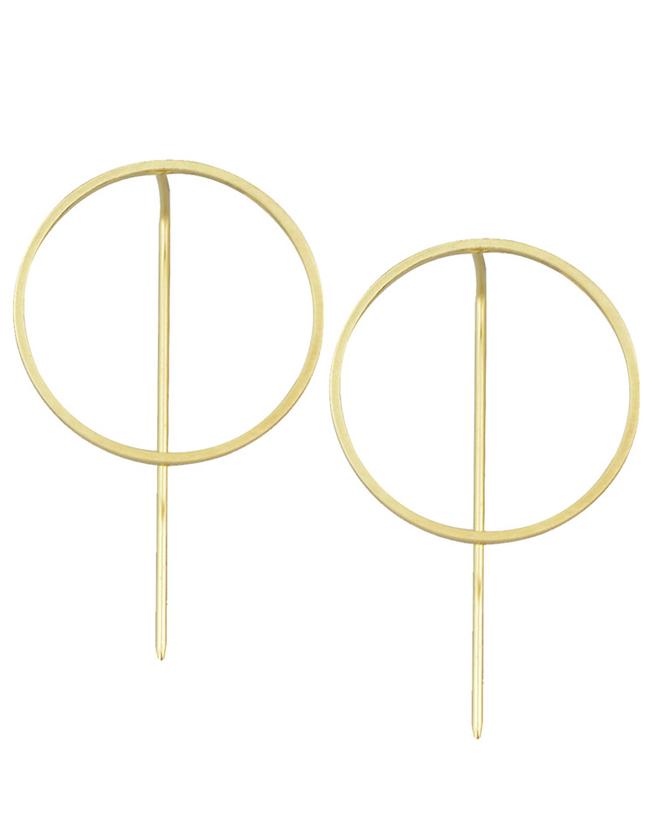 Romwe Gold Plated Big Round Stud Earrings