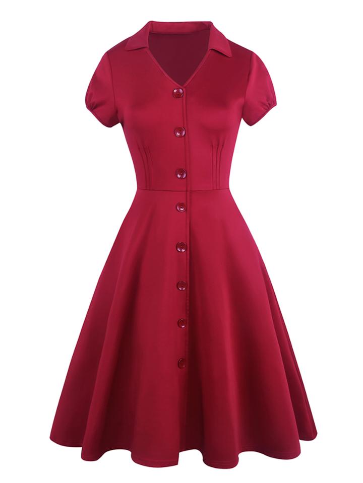 Romwe Single Breasted Swing Dress