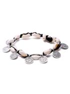 Romwe Antique Silver Coin Cowrie Shell Bracelet