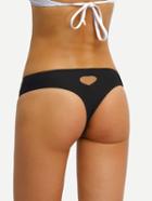 Romwe Heart Cutout Low-rise Bikini Bottom - Black