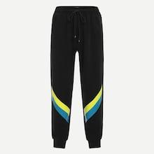 Romwe Men Cut-and-sew Drawstring Track Pants