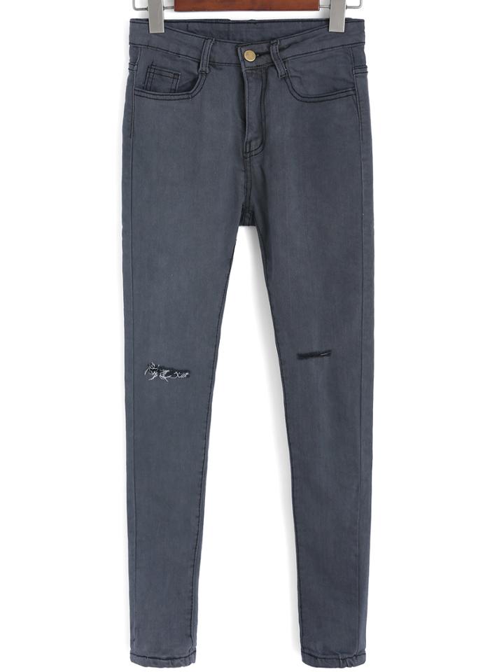 Romwe Cut Out Denim Pant