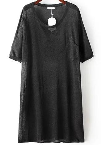 Romwe With Pocket Loose Black Sweater