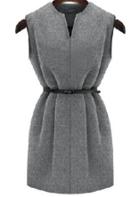 Romwe V Neck Sleeveless Grey Dress