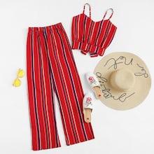 Romwe Striped Cami Top With Pants