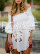 Romwe White Off The Shoulder Lace Embroidered Dress