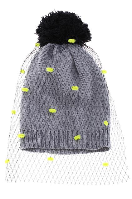 Romwe Mesh Ball Top Gray Beanie