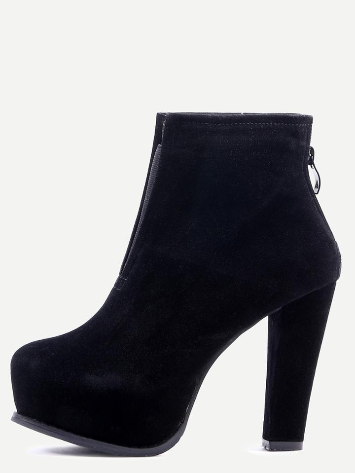 Romwe Black Suede High Heel Boots