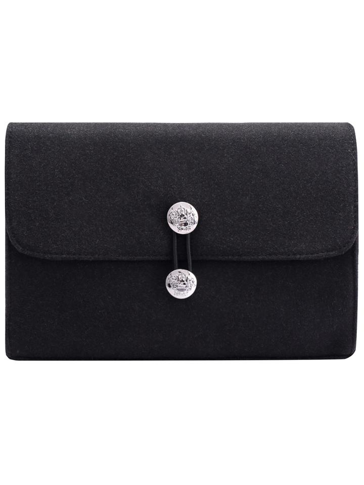 Romwe Dark Grey Buttons Clutch Bag