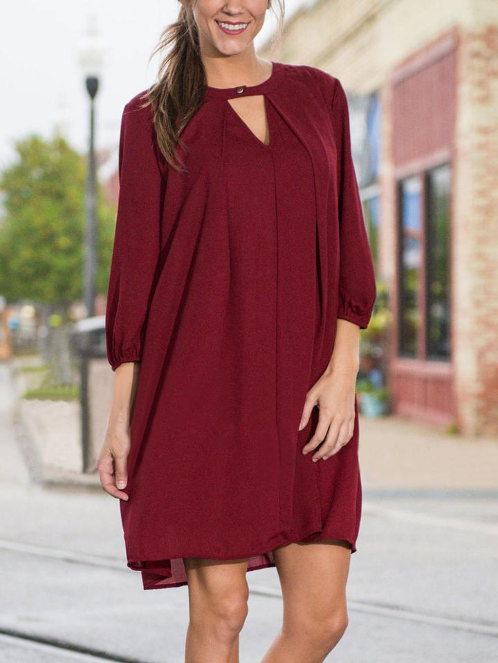 Romwe Cut Out Trapeze Shirt Dress
