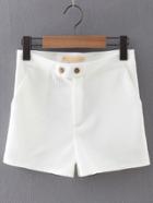 Romwe White Zipper Pockets Skinny Shorts