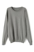 Romwe Star Appliqued Grey Jumper