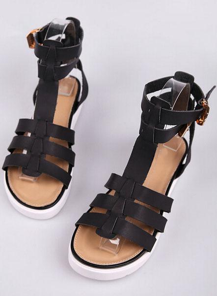 Romwe Black Strappy Slingbacks Flat Sandals