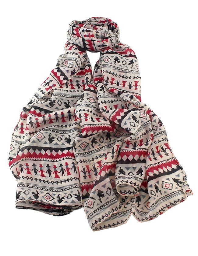 Romwe Red Classic Geometric Print Scarves