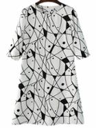 Romwe Black White Zipper Back Fish Print Dress
