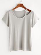 Romwe Cut Out Neck Tee