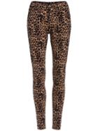 Romwe Button Leopard Skinny Leggings