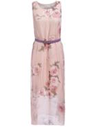Romwe Sleeveless Floral Chiffon Pink Dress