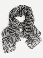Romwe Black And White Zebra Print Silk Scarf