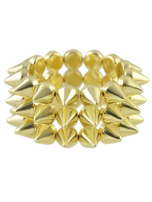 Romwe Gold Spike Elastic Bangles And Bracelets